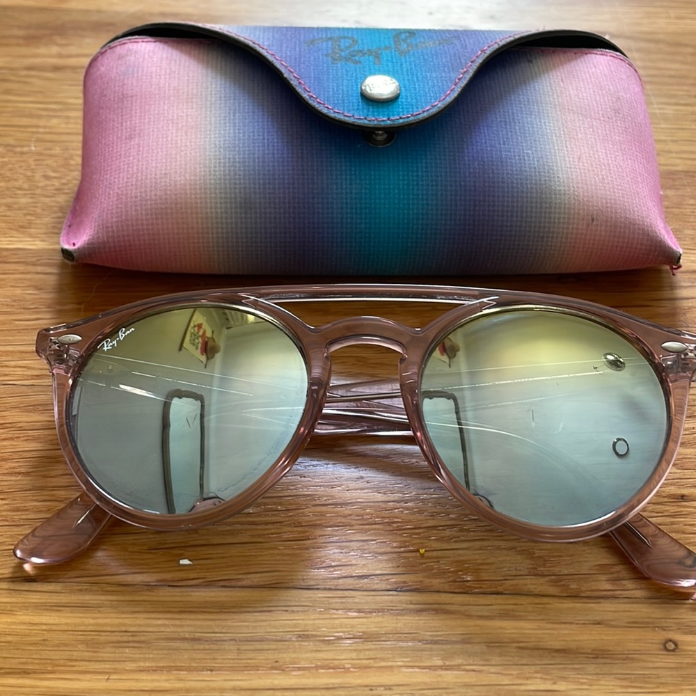 RAY-BAN Pink Transparent Double Bridge